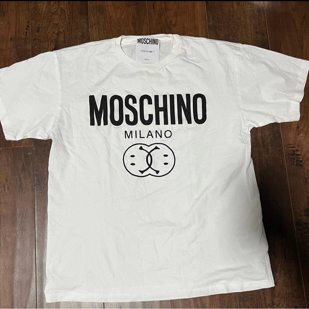 MOSCHINO Milano White Logo T-Shirt for Men
